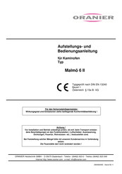 Oranier Malmo 6 II Aufstellungs- Und Bedienungsanleitung