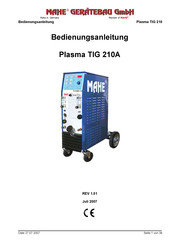 Mahe Plasma TIG 210A Bedienungsanleitung