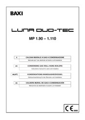 Baxi LUNA DUO-TEC MP 1.90 Gebrauchsanleitung Für Den Benutzer Und Installateur