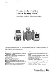 Endress+Hauser Proline Promag W 400 Technische Information