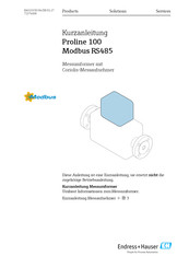 Endress+Hauser Proline 100 Modbus RS485 Kurzanleitung