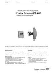 Endress+Hauser Proline Promass 83S Technische Information