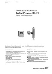 Endress+Hauser Proline Promass 80I Technische Information
