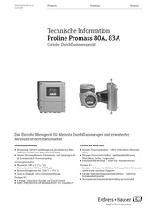 Endress+Hauser Proline Promass 80A Technische Information