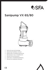 SFA Sanipump VX 65 Bedienungs- Und Installationsanleitung