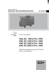Helios KWL EC 1800 S Pro Montage- Und Betriebsvorschrift