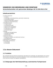 schmersal AZ 15 ZVK-M16-1762 Hinweise Zur Bedienung