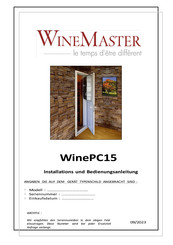 WINEMASTER WinePC15 Installations- Und Bedienanleitung