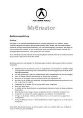 Austrian Audio MiCreator Bedienungsanleitung