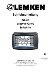 LEMKEN iQblue EcoDrill V03.00 Solitair 8+ Betriebsanleitung