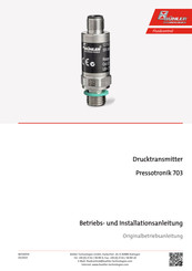 Bühler technologies Pressotronik 703 Betriebs Und Installationsanleitung