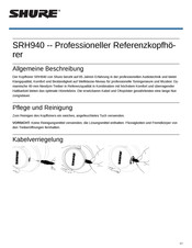 Shure SRH940 Bedienungsanleitung