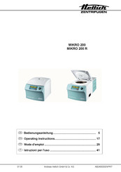 Hettich MIKRO 200 R Serie Bedienungsanleitung