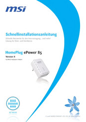 MSI HomePlug ePower 85 Schnellinstallationsanleitung