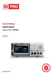 RS Pro RSSM-20H10 Kurzanleitung