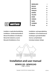 Vetus BOW THRUSTER BOW9512D Installations- Und Benutzerhandbuch