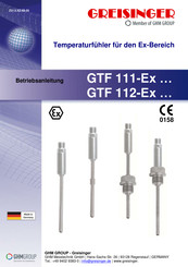 GHM GREISINGER GTF 111-Ex Serie Betriebsanleitung
