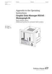 Endress+Hauser Graphic Data Manager RSG40 Memograph M Zusatzanleitung
