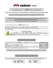 Meliconi TLC03 Anleitung Für Fernbedienung