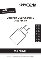 PATONA Dual Port USB Charger 2 36W PD 3.0 Bedienungsanleitung