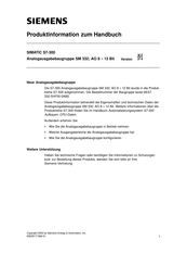 Siemens 6ES7 332-5HF00-0AB0 Produktinformation