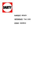 Bosch TAS1203 Gebrauchsanleitung