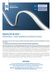 Barthelme AQUALUC W:AVE Montage- Und Gebrauchsanleitung