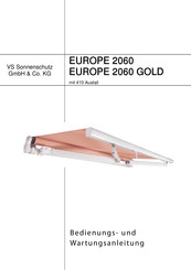 VS Sonnenschutz EUROPE 2060 GOLD Bedienungs- Und Wartungsanleitung