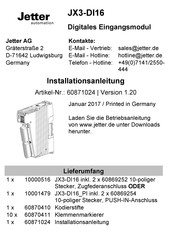Jetter JX3-DI16 Installationsanleitung