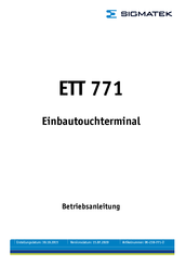 SIGMATEK ETT 771 Betriebsanleitung