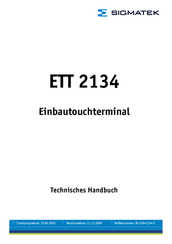 SIGMATEK ETT 2134 Technisches Handbuch