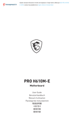 MSI PRO H610M-E DDR5 Benutzerhandbuch