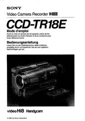 Sony Handycam CCD-TR18E Bedienungsanleitung