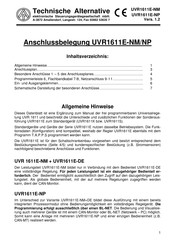 Technische Alternative UVR1611E-NM Anschlussbeschreibung