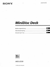 Sony MiniDisc Deck MDS-JE330 Bedienungsanleitung