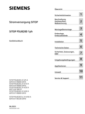 Siemens SITOP PSU8200 1ph Gerätehandbuch