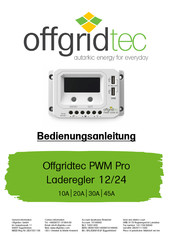 Offgridtec PWM Pro 30A Bedienungsanleitung