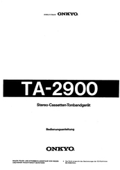 Onkyo TA-2900 Bedienungsanleitung