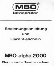 MBO alpha 2000 Bedienungsanleitung
