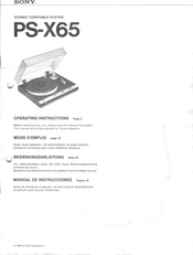 Sony PS-X65 Bedienungsanleitung