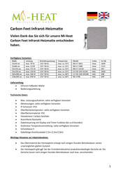 Mi-Heat Carbon Feet MI-CF-55110 Bedienungsanleitung