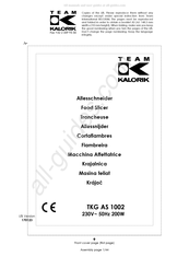 Team Kalorik TKG AS 1002 Gebrauchsanleitung
