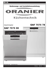 Oranier GAF 7575 08 Bedienungs- Und Installationsanleitung