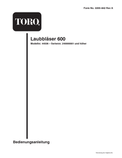 Toro 600 Bedienungsanleitung