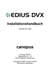 Canopus EDIUS DVX Installationshandbuch
