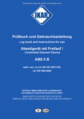 IKAR ABS 5 B Prüfbuch Und Gebrauchsanleitung