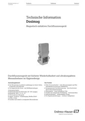 Endress+Hauser Dosimag Technische Information