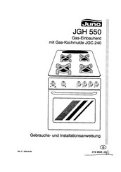 JUNO JGH 550 Gebrauchs- Und Installationsanweisung