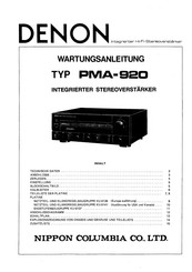 Denon PMA-920 Wartungsanleitung