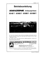 Amazone US 401 T Betriebsanleitung